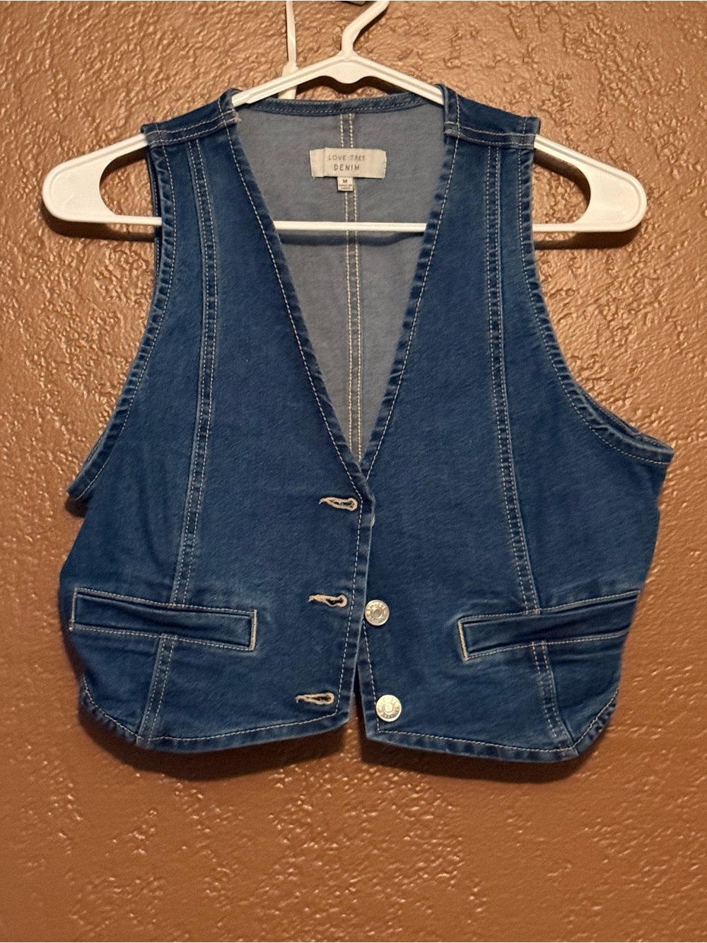 Love Tree Blue Denim Sleeveless Vest